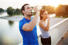 Hydrating in summer heat.