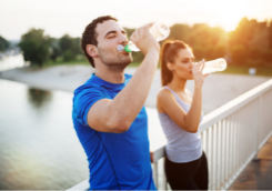Hydrating in summer heat.